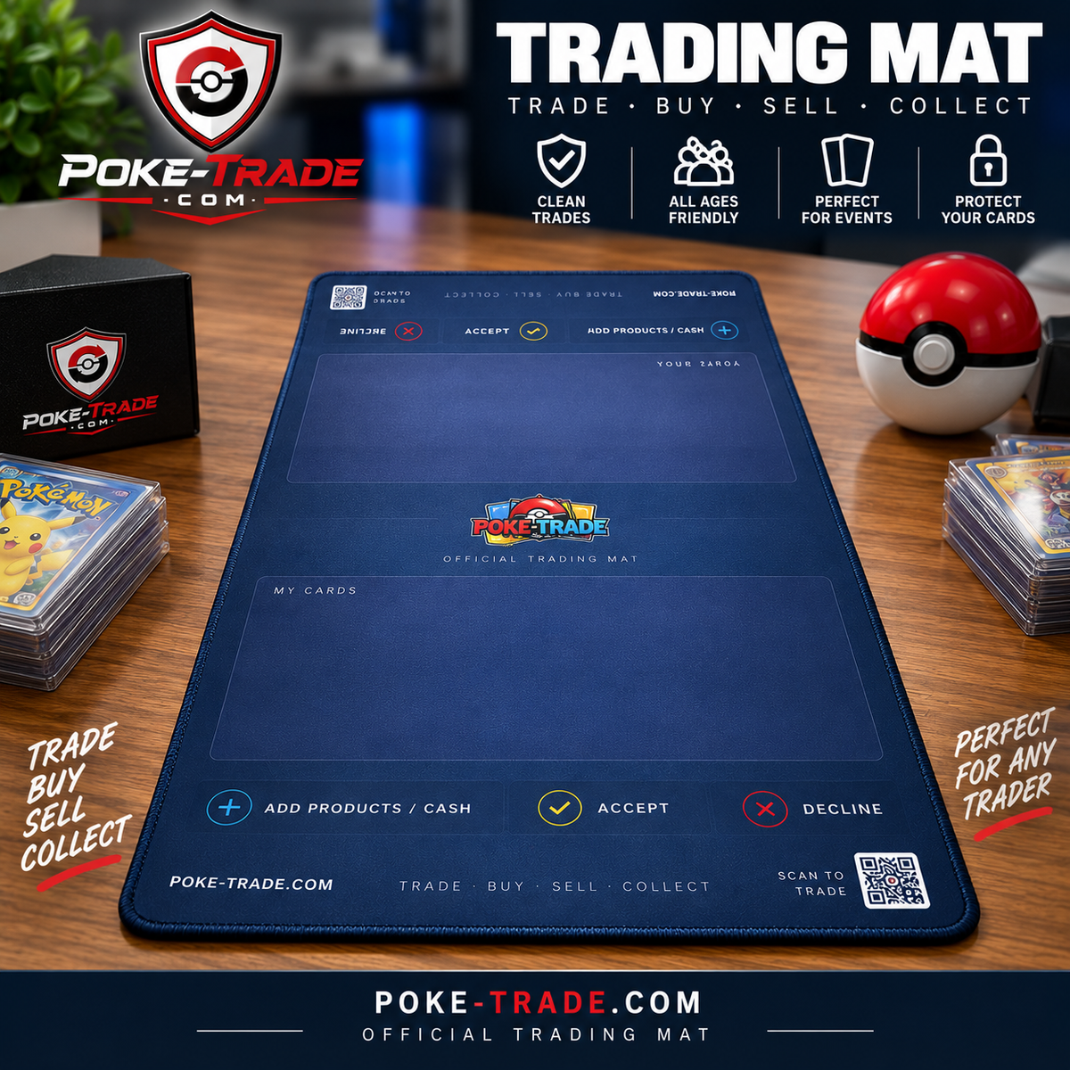 Poke-Trade Official Trading Mat | TCG Card Trading & Collector Mat