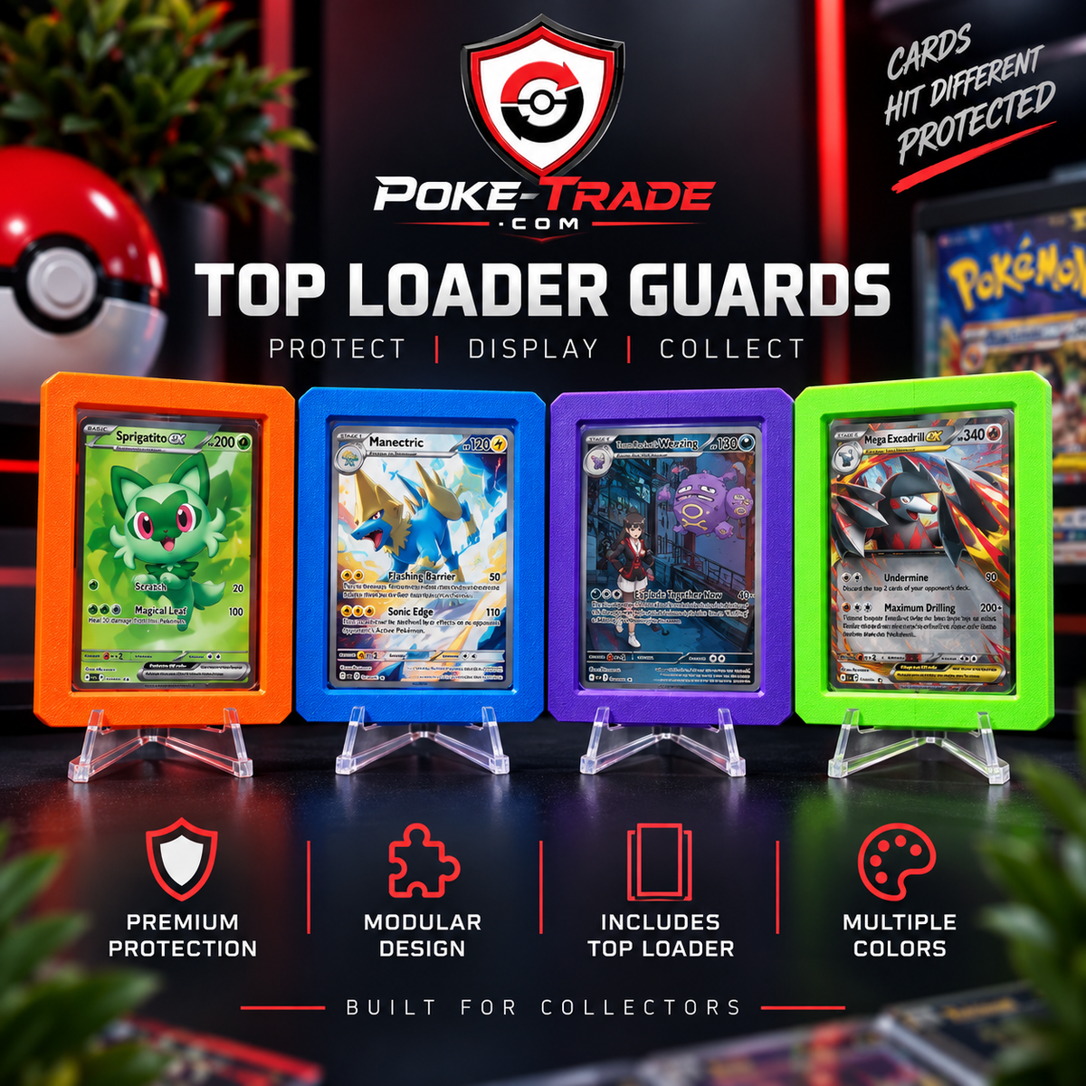 Poke-Trade Modular Top Loader Guard | Protective TCG Card Frame + Top Loader