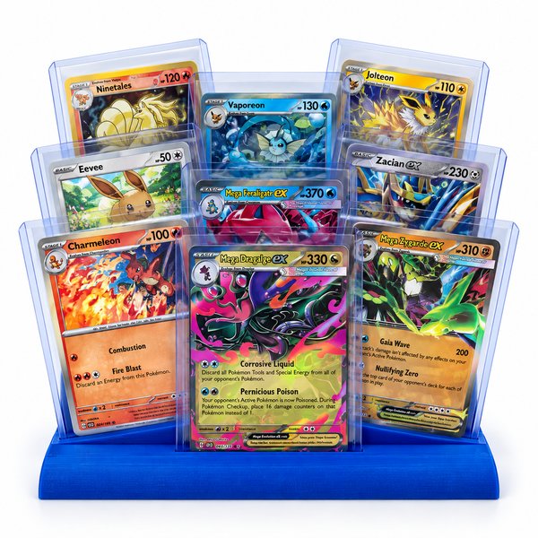 Poke-Trade 9-Card Top Loader Display Stand | Tiered TCG Card Showcase